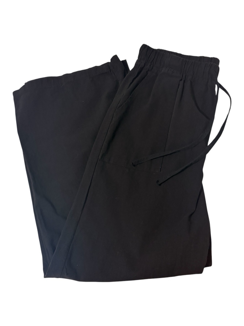 Women’s Linen Style Black Drawstring Jogger Pants